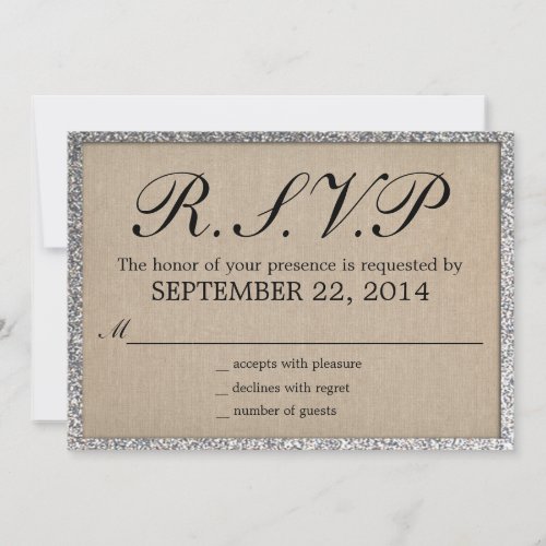 Rustic Glitter Wedding RSVP Invite