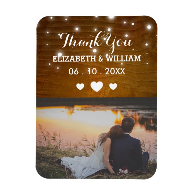 Rustic Glitz Wedding Magnet Favor Photo Thank You (Vertical)