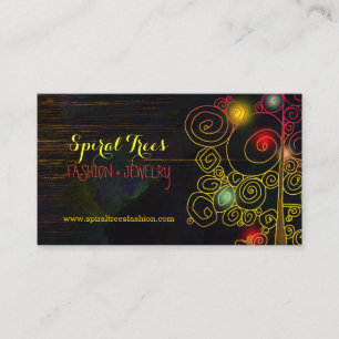 Rustic Glitzy Spiral Trees Fashion Business Card