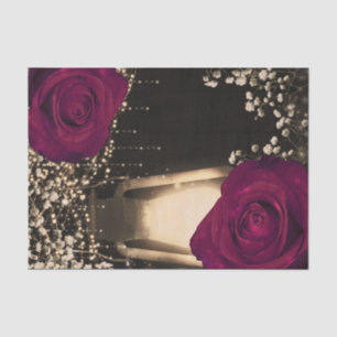 Rustic Glow Lantern Magenta Berry Roses Wedding Tissue Paper