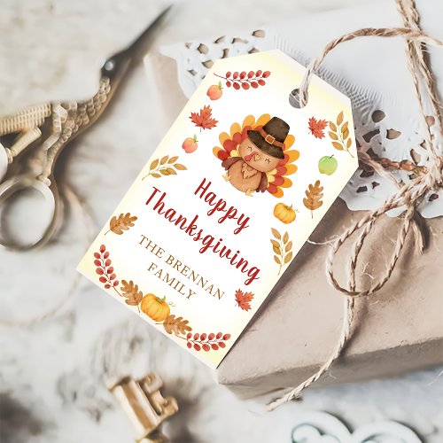 Rustic Gobble Fall Pumpkin Happy Thanksgiving Gift Tags
