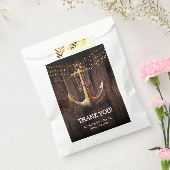 Rustic Gold Anchor Baby Shower Favor Bag (Sealed)