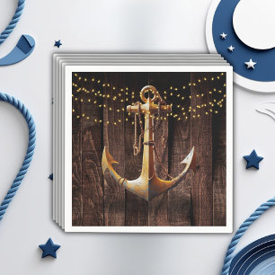Rustic Gold Anchor Baby Shower Napkins