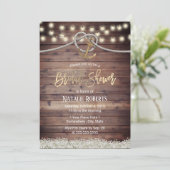 Rustic Gold Anchor & Rope FLoral Bridal Shower Invitation (Standing Front)