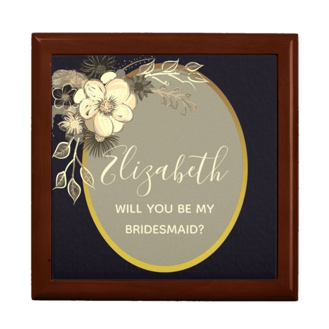 Rustic Gold and Black Bridesmaid Proposal Box (Front)