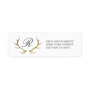 Rustic Gold Antler | Custom Address Label by RedefinedDesigns at Zazzle
