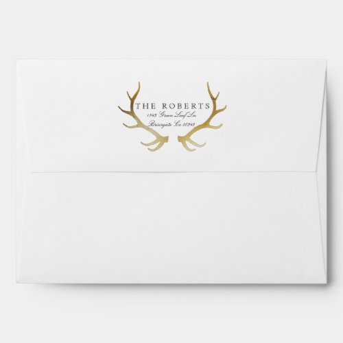 Rustic Gold Antler  Custom Address Label Envelope