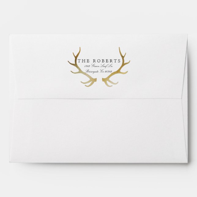 Rustic Gold Antler | Custom Address Label Envelope (Back (Top Flap))