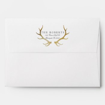 Rustic Gold Antler | Custom Address Label Envelope by RedefinedDesigns at Zazzle