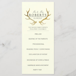 Rustic Gold Antlers Elegant Wedding Rackcard Program