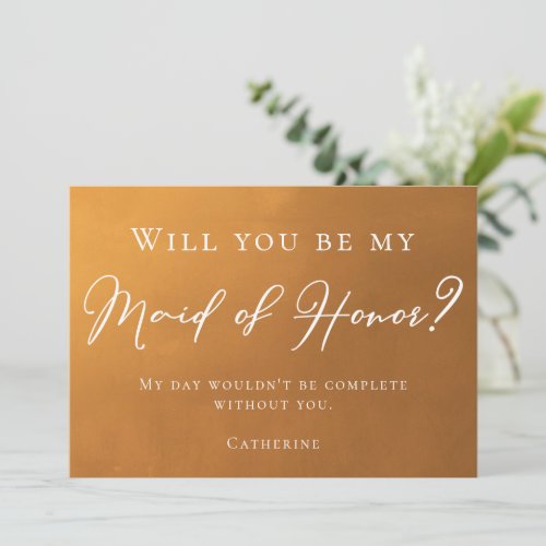 Rustic Gold Autumn Will You Be My Maid of Honor Invitation