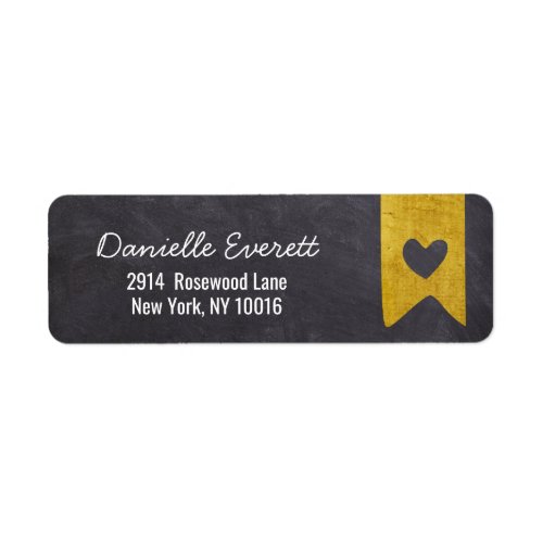 Rustic Gold Banner Chalkboard Heart Return Address Label