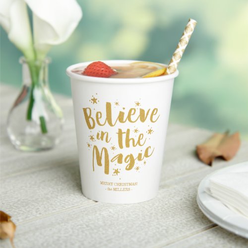 Rustic Gold Believe In The Magic Christmas Paper Cups