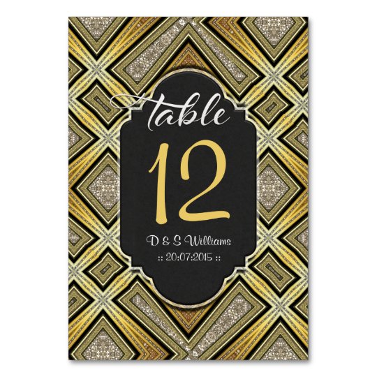 Rustic Gold Black Pattern Table Number Cards | Zazzle.com