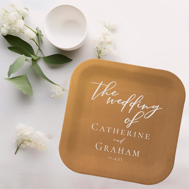 Rustic Gold Bohemian Wedding Paper Plates (Creator Uploaded)