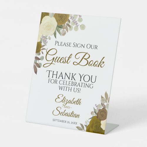Rustic Gold Boho Floral Please Sign Our Guest Book