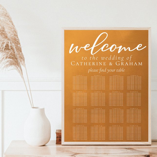 Rustic Gold Boho Wedding 16 Table Seating Chart (Creator Uploaded)