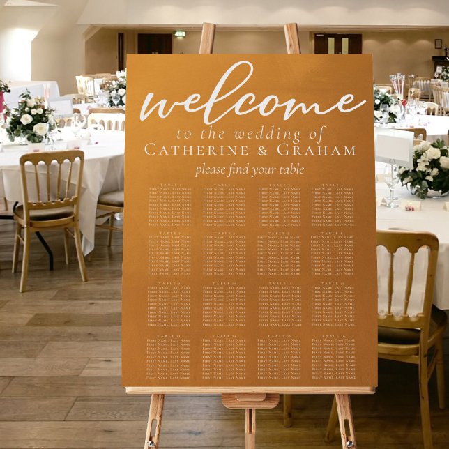 Rustic Gold Boho Wedding 16 Table Seating Chart Foam Board (Creator Uploaded)