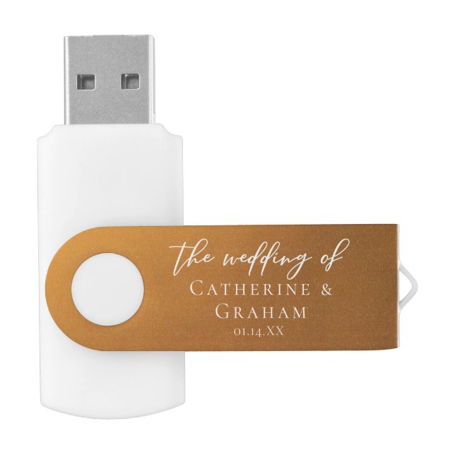 Rustic Gold Boho Wedding Customized Flash Drive (Opened)