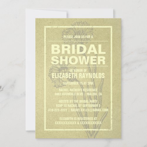 Rustic Gold Bridal Shower Invitations