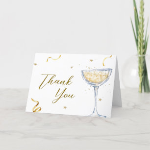 Rustic Gold Brunch Bubbly Champagne Baby Shower Letterpress Thank You Card