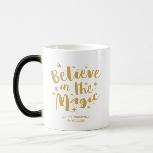 Rustic Gold Calligraphy Believe In The Magic Xmas Magic Mug