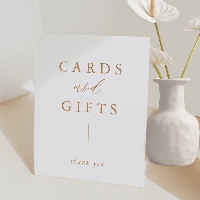 Rustic Gold Calligraphy Cards and Gifts Pedestal Sign (Creator Uploaded)