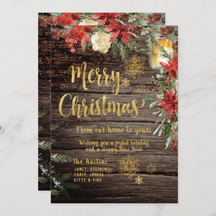 Rustic Gold Calligraphy Christmas Invitation