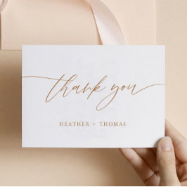Rustic Gold Calligraphy Wedding Thank You Card