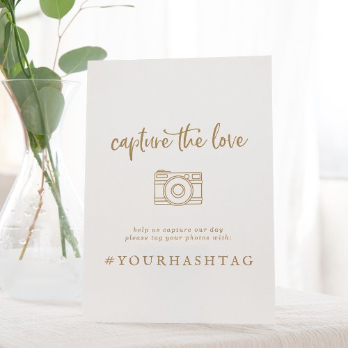 Rustic Gold Capture The Love Wedding Hashtag Sign