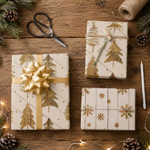 Rustic Gold Christmas Wrapping Paper Sheets