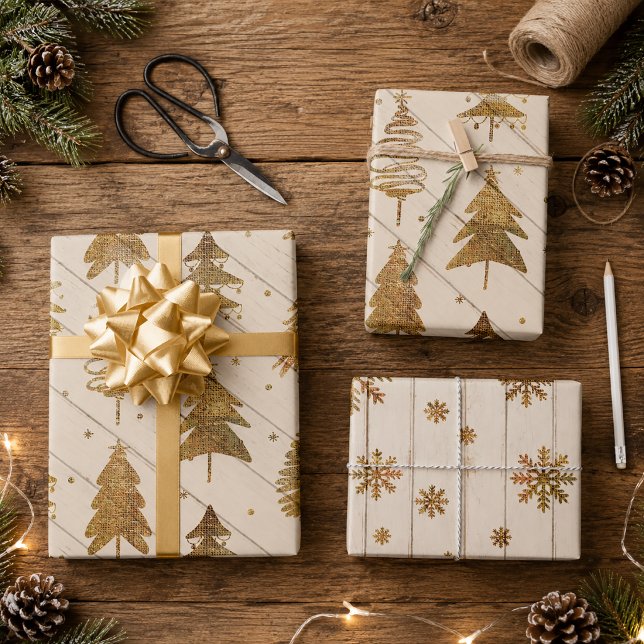 Rustic Gold Christmas Wrapping Paper Sheets (Rustic Gold Christmas Wrapping Paper Sheets)