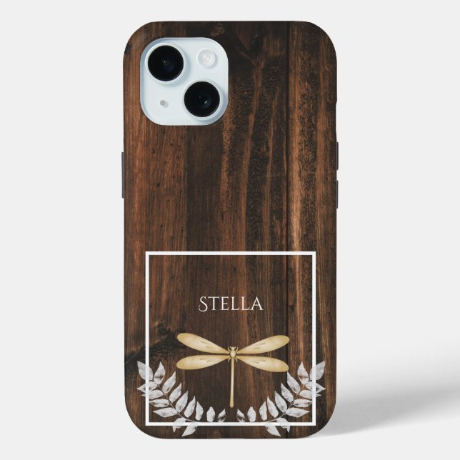 Rustic Gold Dragonfly Personalized Case-Mate iPhone Case (Back)