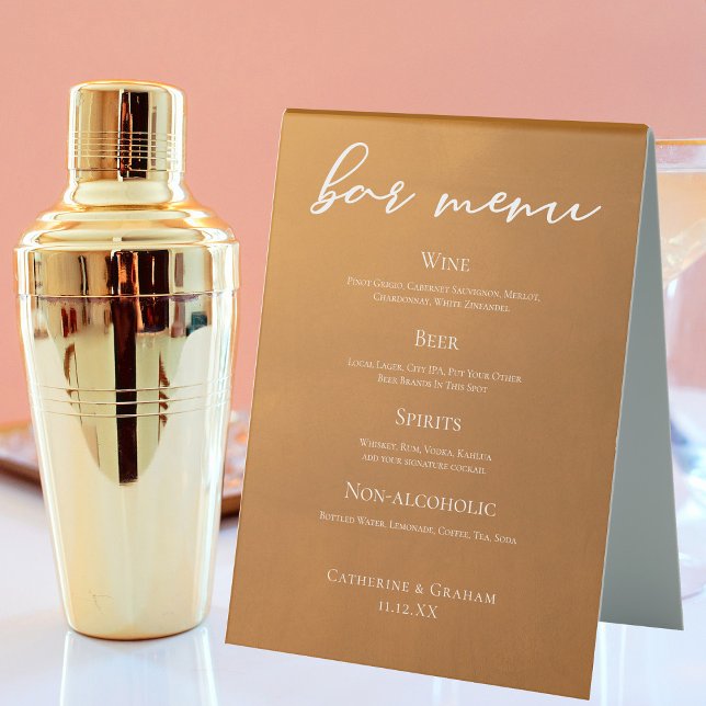 Rustic Gold Earth Tone Fall Wedding Bar Menu Table Tent (Creator Uploaded)