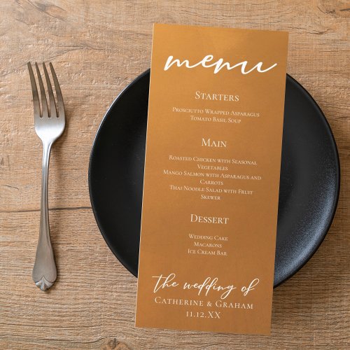 Rustic Gold Earth Tone Fall Wedding Dinner Menu