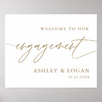 Rustic Gold Engagement Party Large Sign