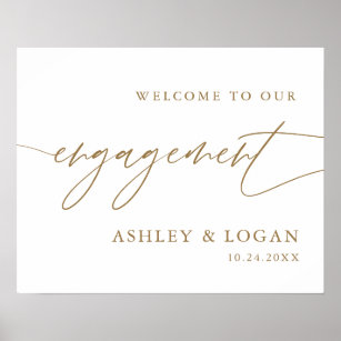Rustic Gold Engagement Party Large Sign