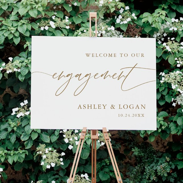 Rustic Gold Engagement Party Welcome Foam Board (Creator Uploaded)