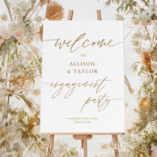 Rustic Gold Engagement Party Welcome Sign
