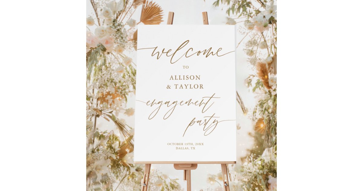 Rustic Gold Engagement Party Sign Zazzle
