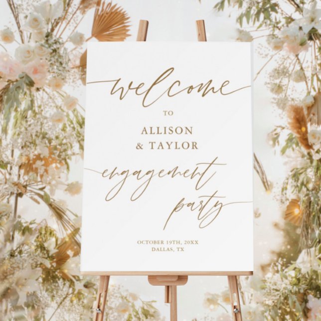 Rustic Gold Engagement Party Welcome Sign (Creator Uploaded)