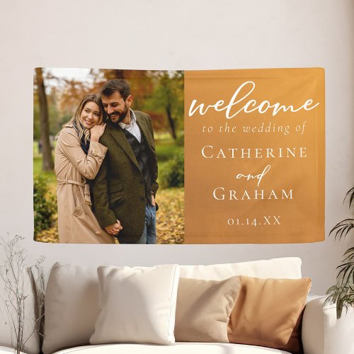 Rustic Gold Engagement Photo Boho Wedding Welcome Banner