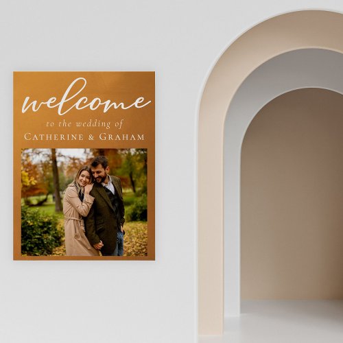 Rustic Gold Engagement Photo Fall Wedding Welcome Poster