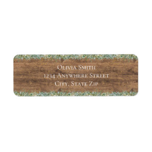 Rustic Gold Eucalyptus & White Floral Wood Label