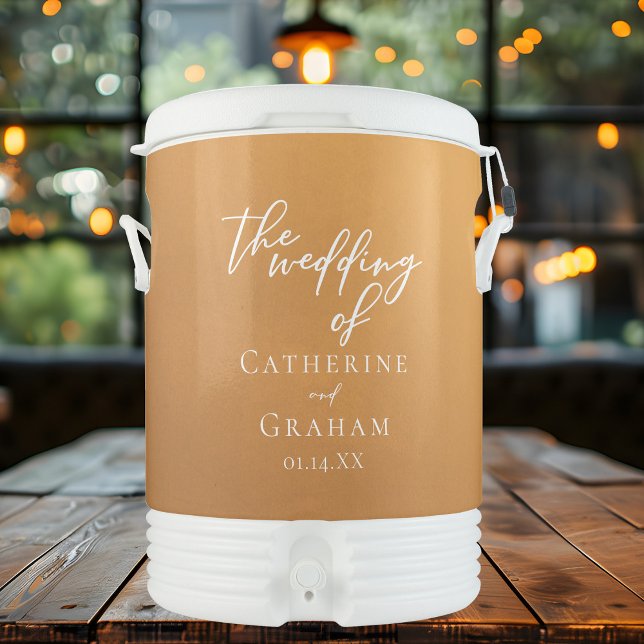 Rustic Gold Fall Wedding Personalized Beverage Cooler (Creator Uploaded)