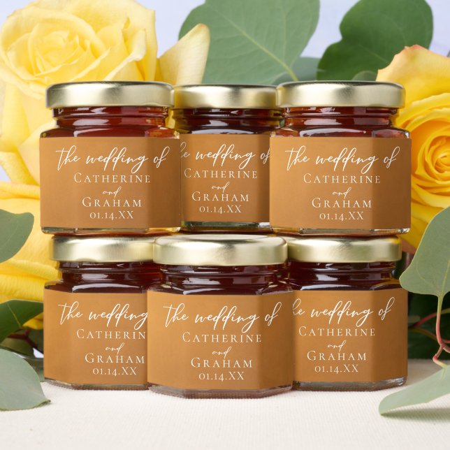 Rustic Gold Fall Wedding Personalized Honey Jar Favors (Insitu)