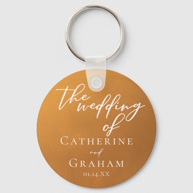 Rustic Gold Fall Wedding Personalized Keychain (Front)
