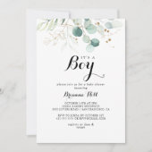 Rustic Gold Floral It's A Boy Baby Shower Invitation (Front)