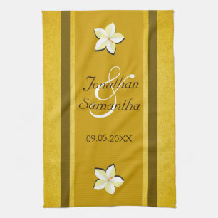 Rustic Gold Floral MoJo Wedding Kitchen Tea Towel