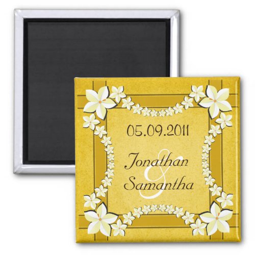 Rustic Gold Floral Save The Date Fridge Magnets